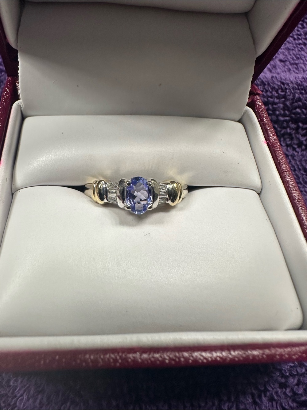 Helzberg Diamonds Two-Tone Ring with Purple Center Stone